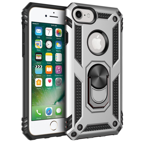 "Kickstand" pastiprinātas aizsardzības apvalks - sudrabs (iPhone 7 / 8 / SE 2020 / SE 2022)