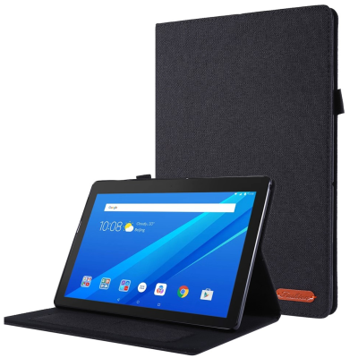 "Fashion" atvēramais tekstila maciņš - melns (Lenovo Tab E10)