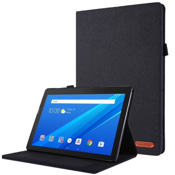 Текстильный чехол-книжка „Fashion“ - чёрный (Lenovo Tab E10)