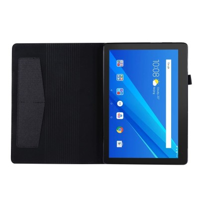 "Fashion" atvēramais tekstila maciņš - melns (Lenovo Tab E10)