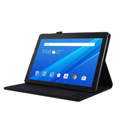 "Fashion" atvēramais tekstila maciņš - melns (Lenovo Tab E10)