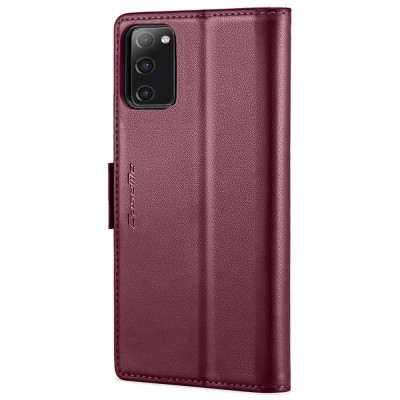 Кожиный чехол-книжка "CaseMe" Leather - бордовый (Galaxy S20 FE)