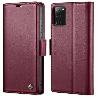Кожиный чехол-книжка "CaseMe" Leather - бордовый (Galaxy S20 FE)