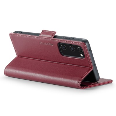 Кожиный чехол-книжка "CaseMe" Leather - бордовый (Galaxy S20 FE)