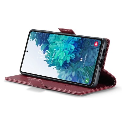 "CaseMe" Leather atvēramais ādas maciņš - bordo (Galaxy S20 FE)