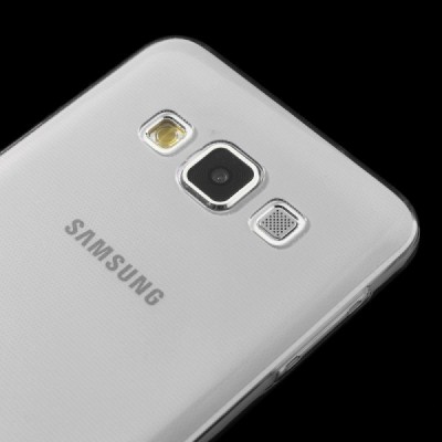 Samsung Galaxy A3 skaidrus (permatomas) kieto silikono TPU ploniausias pasaulyje pilkas dėklas / Priedai.lt