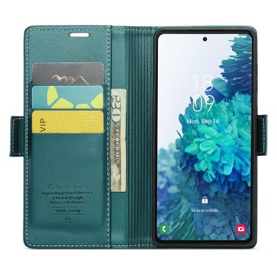 "CaseMe" Leather atvēramais ādas maciņš - zaļš (Galaxy S20 FE)