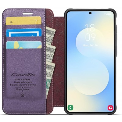 „CaseMe“ MagSafe Leather atlokāms vaciņš - violets (Galaxy S26)