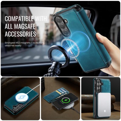 „CaseMe“ MagSafe Leather atlokāms vaciņš - zaļš (Galaxy S26 Ultra)