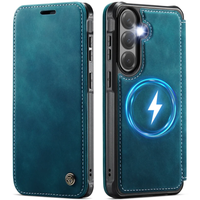 „CaseMe“ MagSafe Leather прочный чехол-книжка  - зелёный (Galaxy S26 Ultra)