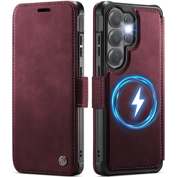 „CaseMe“ MagSafe Retro atlokāms vaciņš - bordo (Galaxy S26 Ultra)