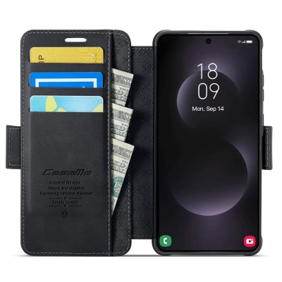 „CaseMe“ MagSafe Leather atlokāms vaciņš - melns (Galaxy S26 Ultra)