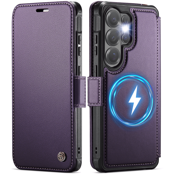 „CaseMe“ MagSafe Leather atlokāms vaciņš - violets (Galaxy S26 Ultra)
