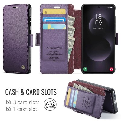 „CaseMe“ MagSafe Leather atlokāms vaciņš - violets (Galaxy S26 Ultra)