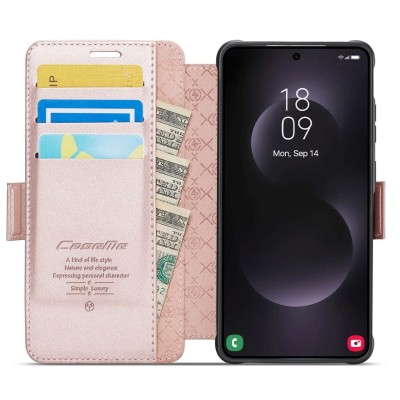 „CaseMe“ MagSafe Leather atlokāms vaciņš - rozs (Galaxy S26 Ultra)