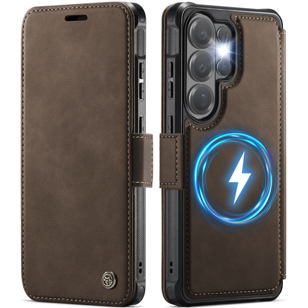 „CaseMe“ MagSafe Leather atlokāms vaciņš - brūns (Galaxy S26 Ultra)