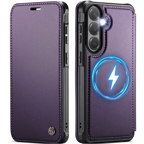 „CaseMe“ MagSafe Leather atlokāms vaciņš - violets (Galaxy S26+)
