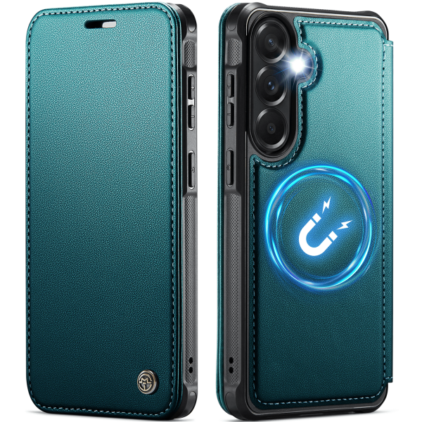 „CaseMe“ MagSafe Leather atlokāms vaciņš - zaļš (Galaxy A57)