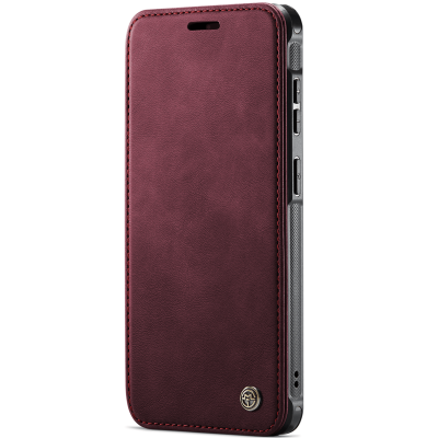 „CaseMe“ MagSafe Leather прочный чехол-книжка  - бордовый (Galaxy A57)
