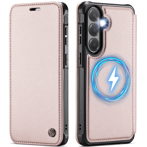 „CaseMe“ MagSafe Leather прочный чехол-книжка  - розовый (Galaxy A57)