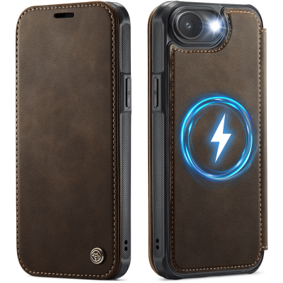 „CaseMe“ MagSafe Leather atlokāms vaciņš - brūns (iPhone 17e / 16e)