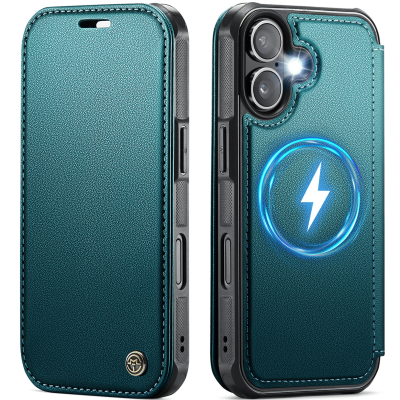 „CaseMe“ MagSafe Leather atlokāms vaciņš - zaļš (iPhone 17)