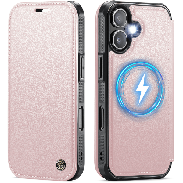 „CaseMe“ MagSafe Leather atlokāms vaciņš - rozs (iPhone 17)