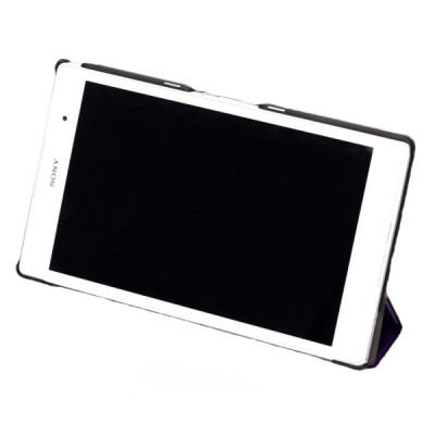 Sony Xperia Z3 Tablet Compact atverčiamas juodas odinis dėklas (sulankstomas) / Priedai.lt