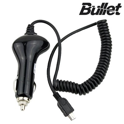 „Bullet“ melns autolādētājs ar micro USB vadu (1 A) / Vacins.lv