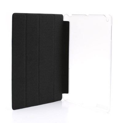 Apple iPad 2 / 3 / 4 plonas atverčiamas juodas odinis dėklas / Priedai.lt