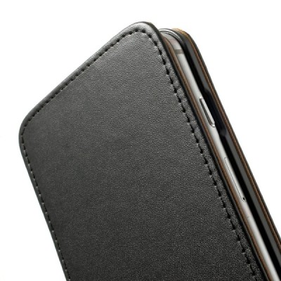 Apple iPhone 6 Plus (6s Plus) klasisks ādas vertikāli atvēramais melns maciņš / Vacins.lv