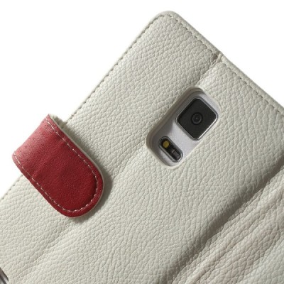 Samsung Galaxy Note Edge atverčiamas baltas odinis Litchi dėklas - piniginė / Priedai.lt