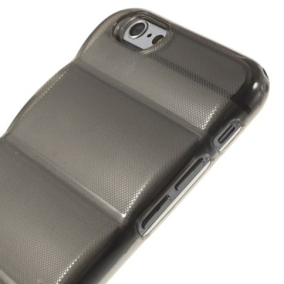 Apple iPhone 6 (6s) reljefinis kieto silikono (TPU) skaidrus (permatomas) pilkas dėklas / Priedai.lt