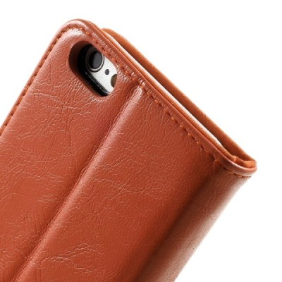 Apple iPhone 6 (6s) solīds atvēramais ādas oranžs maciņš / Vacins.lv