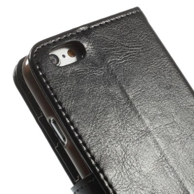 Apple iPhone 6 (6s) atvēramais ādas melns maciņš (maks) / Vacins.lv