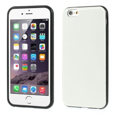 Apple iPhone 6 (6s) balts cieta silikona (TPU) apvalks ar ādas atdarinājumu / Vacins.lv