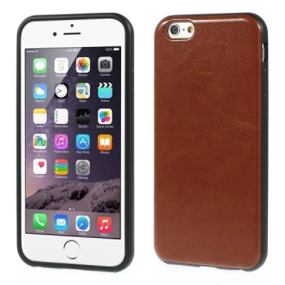 Apple iPhone 6 (6s) brūns cieta silikona (TPU) apvalks ar ādas atdarinājumu / Vacins.lv