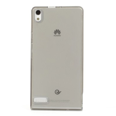 Huawei Ascend P6 skaidrus (permatomas) kieto silikono TPU pilkas dėklas - nugarėlė / Priedai.lt