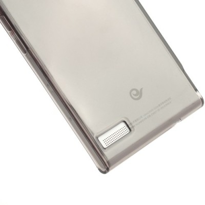 Huawei Ascend P6 skaidrus (permatomas) kieto silikono TPU pilkas dėklas - nugarėlė / Priedai.lt