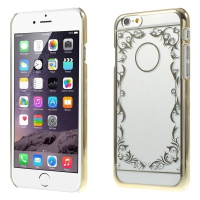 Apple iPhone 6 (6s) raštuotas plastikinis skaidrus (permatomas) auksinis dėklas - nugarėlė / Priedai.lt