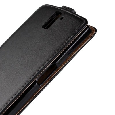 OnePlus One klasikinis vertikaliai atverčiamas juodas odinis dėklas / Priedai.lt