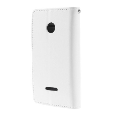 Microsoft Lumia 435 atvēramais balts ādas maciņš / Vacins.lv
