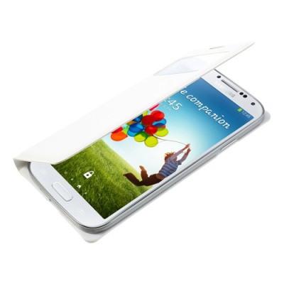 Samsung Galaxy S4 balts atvēramais Smart Window ādas maciņš / Vacins.lv
