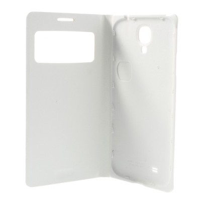 Samsung Galaxy S4 balts atvēramais Smart Window ādas maciņš / Vacins.lv
