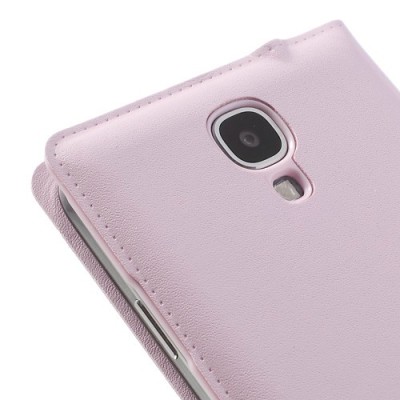Samsung Galaxy S4 gaiši rozs atvēramais Smart Window ādas maciņš / Vacins.lv
