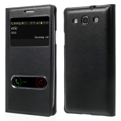 Samsung Galaxy S3 melns atvēramais Smart Window ādas maciņš / Vacins.lv