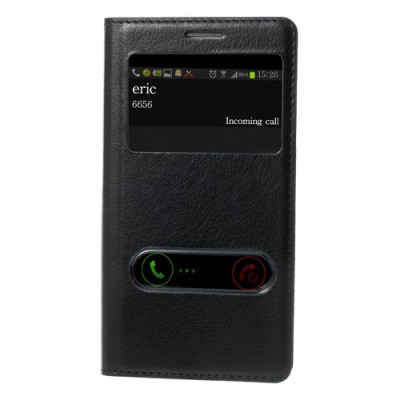 Samsung Galaxy S3 melns atvēramais Smart Window ādas maciņš / Vacins.lv