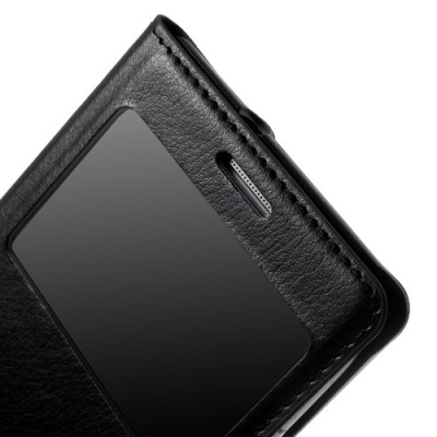 Samsung Galaxy S3 melns atvēramais Smart Window ādas maciņš / Vacins.lv