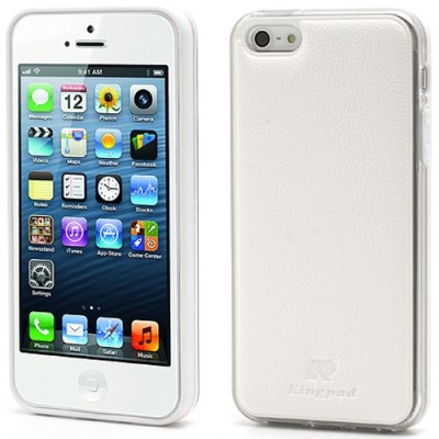 „Kingpad“ Leather sērijas balts ādas un izturīgas cieta silikona Apple iPhone 5 / 5S apvalks / Vacins.lv