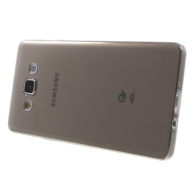 Samsung Galaxy A7 skaidrus (permatomas) kieto silikono TPU ploniausias pasaulyje pilkas dėklas / Priedai.lt